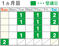 一ヵ月のレッスン受講カレンダーイメージ